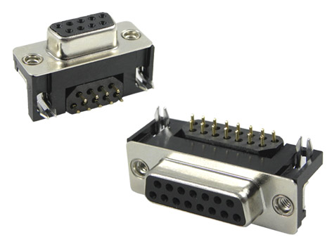 PCB mount right-angle D-sub connectors with ferrite